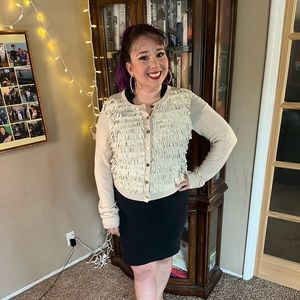 Tory Burch leather fringe cardigan